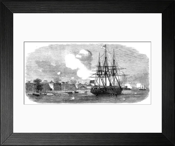 Framed Print : The Capture of Ningpo: bombardment of the North and East Gates, 1862. Creator: Unknown Framed Print : The Capture of Ningpo: bombardment of the North and East Gates, 1862. Creator: Unknown