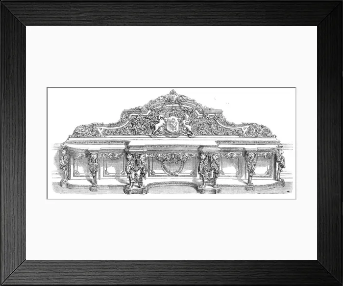 Framed Print : Drawing-room sideboard, by Morant, Boyd, and Morant, in the International Exhibition, 1862. Creator: Unknown Framed Print : Drawing-room sideboard, by Morant, Boyd, and Morant, in the International Exhibition, 1862. Creator: Unknown