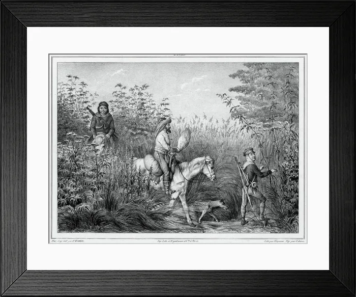 Framed Print : Hunters of Kamchatka, 19th century. Creators: Friedrich Heinrich Kittlitz, Victor Adam Framed Print : Hunters of Kamchatka, 19th century. Creators: Friedrich Heinrich Kittlitz, Victor Adam