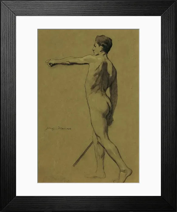 Framed Print : Standing male nude, 1917. Creator: Josef Wawra Framed Print : Standing male nude, 1917. Creator: Josef Wawra