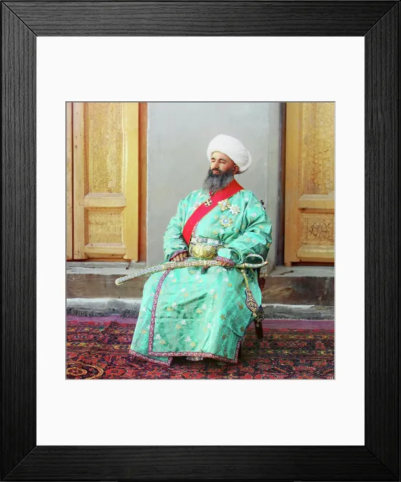 Framed Print : Kush-Beggi (Minister of the Interior), Bukhara, between 1905 and 1915. Creator: Sergey Mikhaylovich Prokudin-Gorsky Framed Print : Kush-Beggi (Minister of the Interior), Bukhara, between 1905 and 1915. Creator: Sergey Mikhaylovich Prokudin-Gorsky