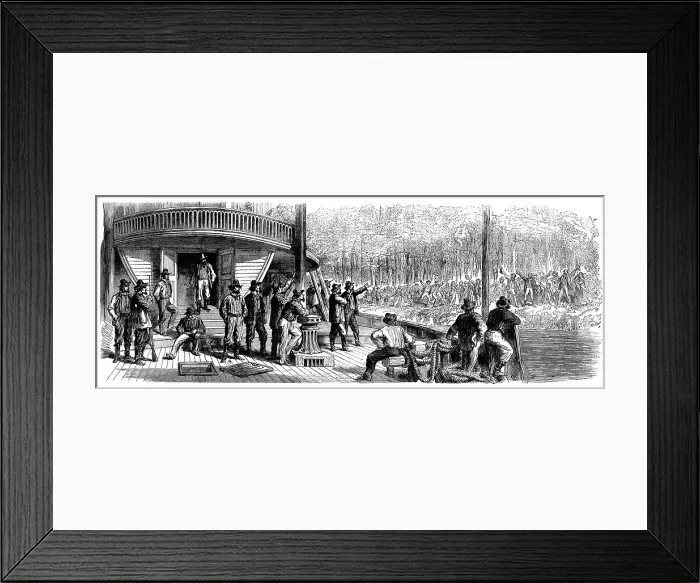 Framed Print : The War in America: refugees from southern cities on the Mississippi, from a sketch by our... 1862. Creator: Unknown Framed Print : The War in America: refugees from southern cities on the Mississippi, from a sketch by our... 1862. Creator: Unknown