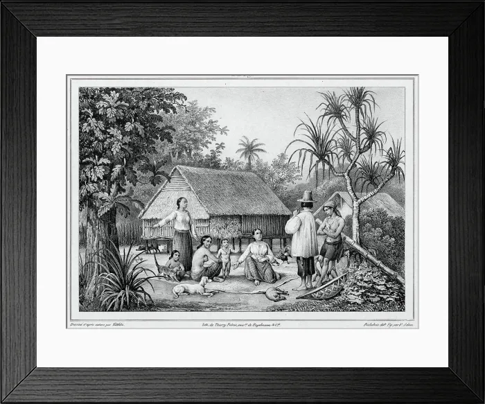 Framed Print : Dwelling at Guam, Mariana Islands, 19th century. Creators: Friedrich Heinrich Kittlitz, Victor Adam, Louis-Pierre-Alphonse Bichebois, Godefroy Engelmann Framed Print : Dwelling at Guam, Mariana Islands, 19th century. Creators: Friedrich Heinrich Kittlitz, Victor Adam, Louis-Pierre-Alphonse Bichebois, Godefroy Engelmann
