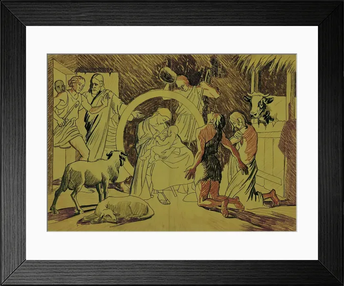 Framed Print : Holy family with shepherds, around 1920 / 1930. Creator: Josef Wawra Framed Print : Holy family with shepherds, around 1920 / 1930. Creator: Josef Wawra