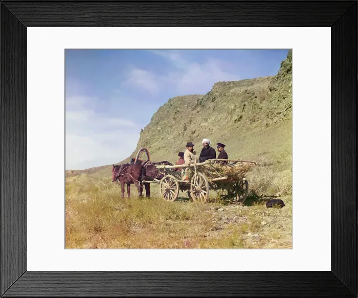 Framed Print : At work on the upper reaches of the Syr-Darya, Golodnaia Steppe, between 1905 and 1915. Creator: Sergey Mikhaylovich Prokudin-Gorsky Framed Print : At work on the upper reaches of the Syr-Darya, Golodnaia Steppe, between 1905 and 1915. Creator: Sergey Mikhaylovich Prokudin-Gorsky