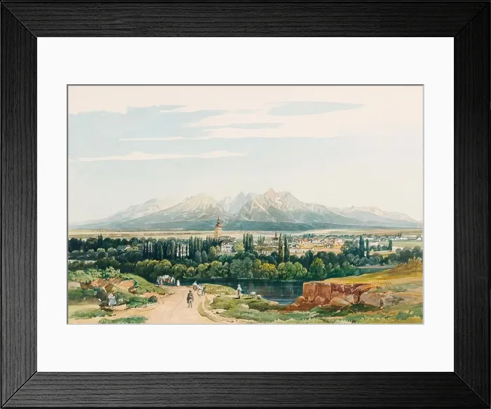Framed Print : Lomnitz Castle and the Tatra Mountains in Hungary, (around 1861?). Creator: Thomas Ender Framed Print : Lomnitz Castle and the Tatra Mountains in Hungary, (around 1861?). Creator: Thomas Ender