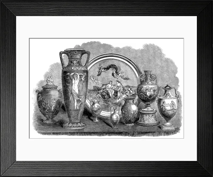 Framed Print : The International Exhibition: group of Wedgwood and majolica ware, by Wedgwood and Co. 1862. Creator: Unknown Framed Print : The International Exhibition: group of Wedgwood and majolica ware, by Wedgwood and Co. 1862. Creator: Unknown