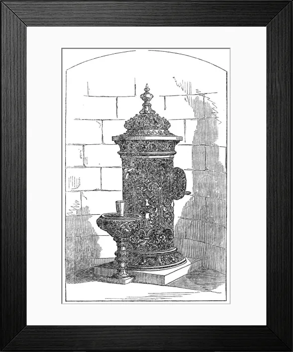 Framed Print : New drinking-fountain at Bowness, Windermere, 1862. Creator: Unknown Framed Print : New drinking-fountain at Bowness, Windermere, 1862. Creator: Unknown