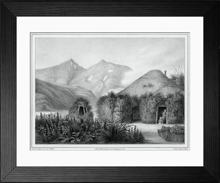 Framed Print : Dwelling at Unalaska, Aleutian Islands, 19th century. Creators: Friedrich Heinrich Kittlitz, Victor Adam, Godefroy Engelmann, Leon Jean-Baptiste Sabatier Framed Print : Dwelling at Unalaska, Aleutian Islands, 19th century. Creators: Friedrich Heinrich Kittlitz, Victor Adam, Godefroy Engelmann, Leon Jean-Baptiste Sabatier