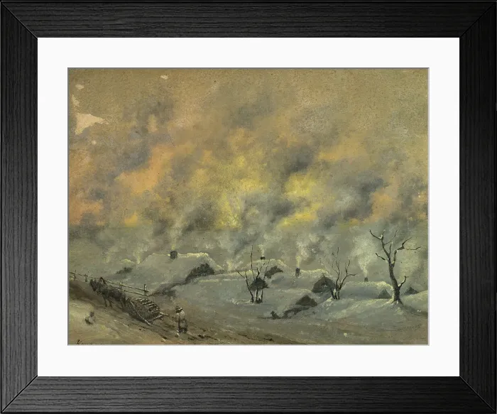 Framed Print : View of a Village in the Barabinsk Steppe in Winter, 1880-1897. Creator: Pavel Mikhailovich Kosharov Framed Print : View of a Village in the Barabinsk Steppe in Winter, 1880-1897. Creator: Pavel Mikhailovich Kosharov
