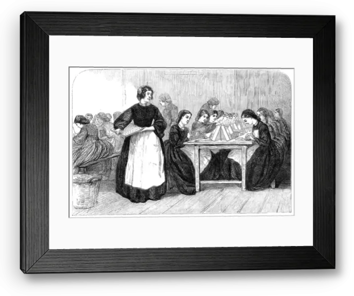 Framed Print : Girls making cartridges for Enfield rifles at the Royal Arsenal, Woolwich, 1862. Creator: Unknown Framed Print : Girls making cartridges for Enfield rifles at the Royal Arsenal, Woolwich, 1862. Creator: Unknown