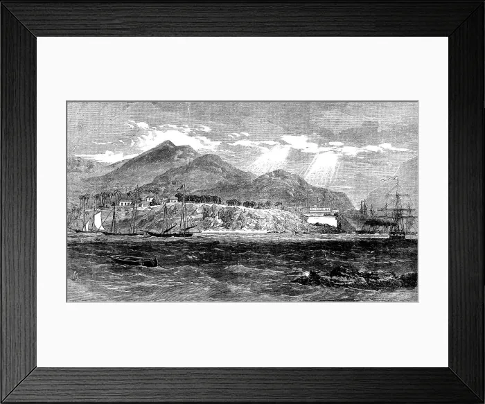 Framed Print : Town and port of Acapulco, on the west coast of Mexico, with the English and French squadron...1862 Creator: Unknown Framed Print : Town and port of Acapulco, on the west coast of Mexico, with the English and French squadron...1862 Creator: Unknown