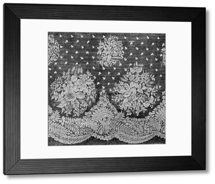 Framed Print : The International Exhibition: Honiton lace flounce by Debenham, Son, and Freebody... 1862. Creator: Unknown Framed Print : The International Exhibition: Honiton lace flounce by Debenham, Son, and Freebody... 1862. Creator: Unknown