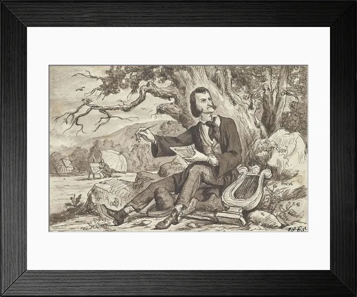 Framed Print : The arts: poet, lyre, painter, around 1870. Creator: Joseph Eugen Horwarter