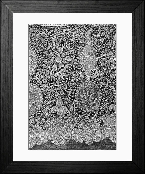 Framed Print : The International Exhibition: Honiton lace flounce by G. F. Urling, of Regent-street, 1862. Creator: Unknown Framed Print : The International Exhibition: Honiton lace flounce by G. F. Urling, of Regent-street, 1862. Creator: Unknown