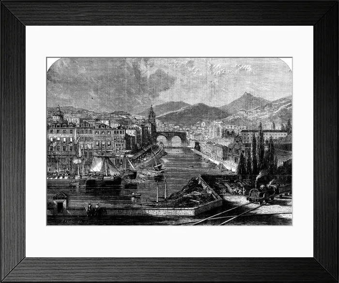Framed Print : View of Bilbao, Spain, from the railway station, 1862. Creator: Unknown Framed Print : View of Bilbao, Spain, from the railway station, 1862. Creator: Unknown