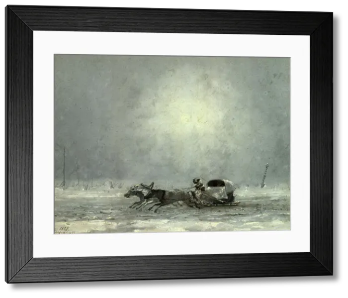 Framed Print : Postal Carriage in Winter (Minus 40 Degrees), 1888. Creator: Pavel Mikhailovich Kosharov Framed Print : Postal Carriage in Winter (Minus 40 Degrees), 1888. Creator: Pavel Mikhailovich Kosharov