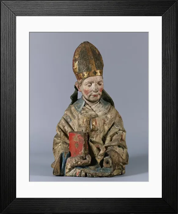 Framed Print : Half figure of a St. bishop's, around 1480 / 1490. Creator: Hans Klocker Framed Print : Half figure of a St. bishop's, around 1480 / 1490. Creator: Hans Klocker