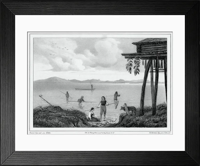 Framed Print : Fishing in Kamchatka, 19th century. Creators: Friedrich Heinrich Kittlitz, Godefroy Engelmann, Jules David, Edouard Jean Marie Hostein Framed Print : Fishing in Kamchatka, 19th century. Creators: Friedrich Heinrich Kittlitz, Godefroy Engelmann, Jules David, Edouard Jean Marie Hostein