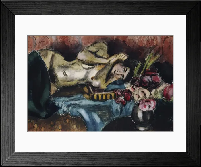 Framed Print : Semi-nude with a bouquet of roses, 1920. Creator: Henri Victor Gabriel Le Fauconnier Framed Print : Semi-nude with a bouquet of roses, 1920. Creator: Henri Victor Gabriel Le Fauconnier