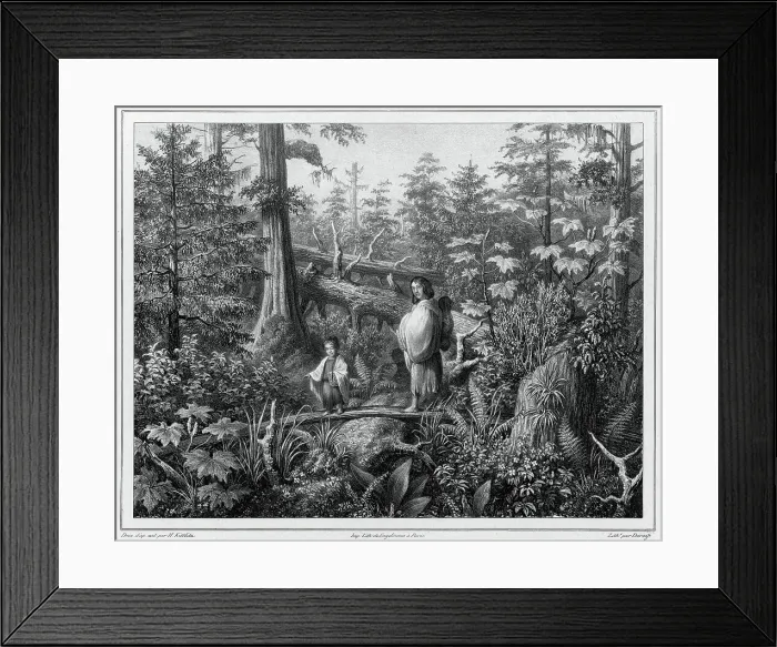 Framed Print : Inhabitants of the island of Sitkha (northwest coast of America), 19th century. Creators: Friedrich Heinrich Kittlitz, Godefroy Engelmann, Isidore Laurent Deroy