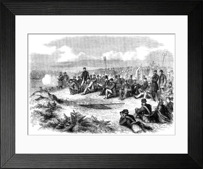 Framed Print : The Wimbledon Prize Meeting: rifle match between the Lords and the Commons, 1862. Creator: Unknown Framed Print : The Wimbledon Prize Meeting: rifle match between the Lords and the Commons, 1862. Creator: Unknown