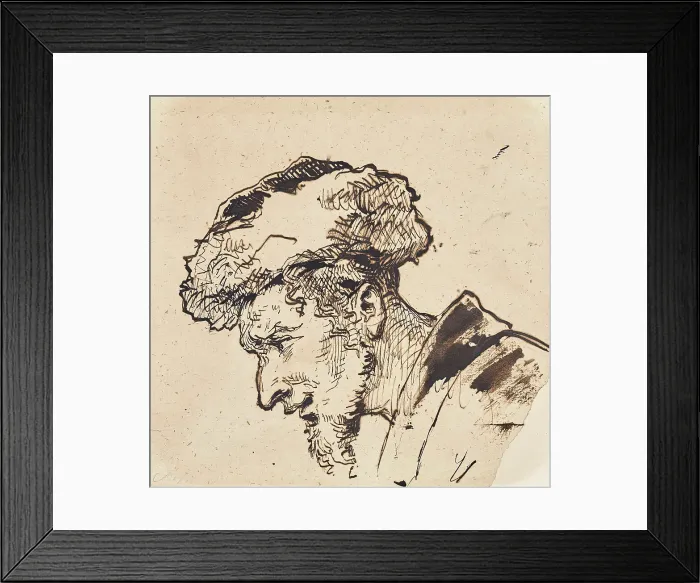 Framed Print : Man's head with fur hat, undated. (c1860s) Creator: Louis Toussaint Framed Print : Man's head with fur hat, undated. (c1860s) Creator: Louis Toussaint