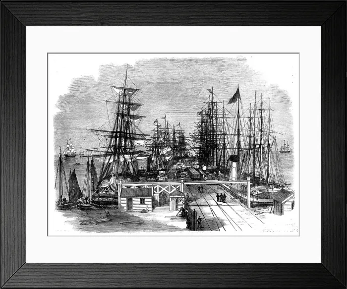 Framed Print : The Melbourne and Hobson's Bay Railway Company's pier at Sandridge, near Melbourne, Australia, 1862. Creator: Unknown Framed Print : The Melbourne and Hobson's Bay Railway Company's pier at Sandridge, near Melbourne, Australia, 1862. Creator: Unknown