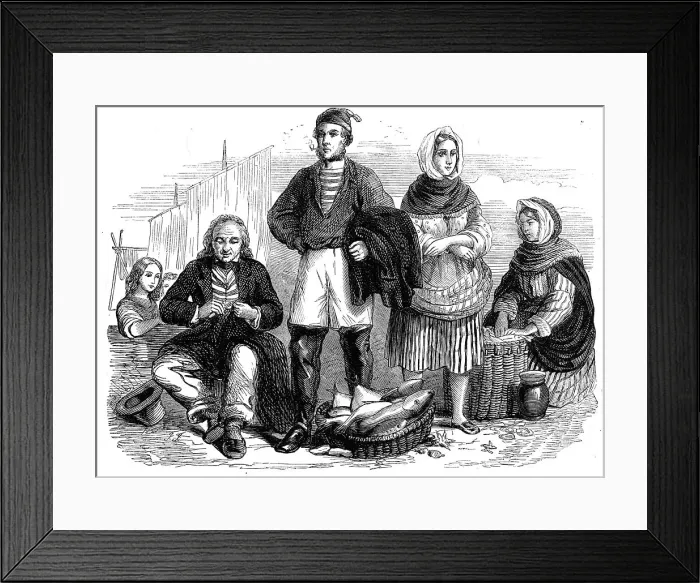 Framed Print : Newhaven fishermen and fishwives, 1862. Creator: Unknown