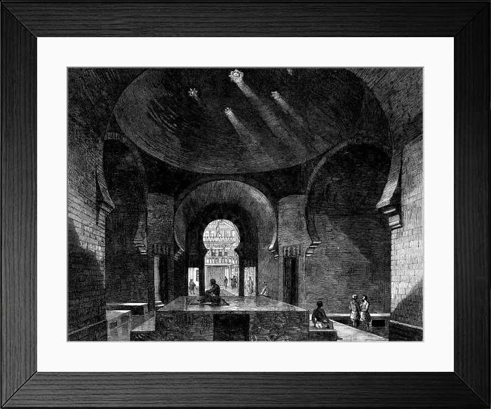 Framed Print : Turkish baths in Jermyn-street: the hararah, or hot-chamber, 1862. Creator: Unknown Framed Print : Turkish baths in Jermyn-street: the hararah, or hot-chamber, 1862. Creator: Unknown