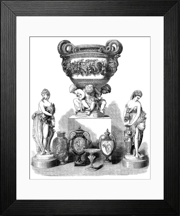 Framed Print : The International Exhibition: group of articles by Messrs. Minton and Co. 1862. Creator: Unknown
