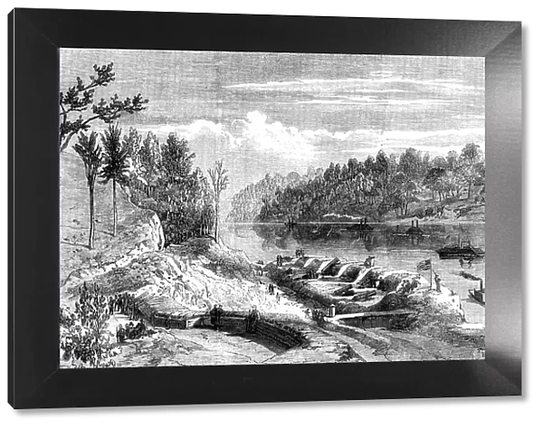 The Civil War in America - main battery at Fort Pillow... 1862. Creator: Unknown