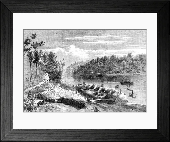 Framed Print : The Civil War in America - main battery at Fort Pillow... 1862. Creator: Unknown Framed Print : The Civil War in America - main battery at Fort Pillow... 1862. Creator: Unknown