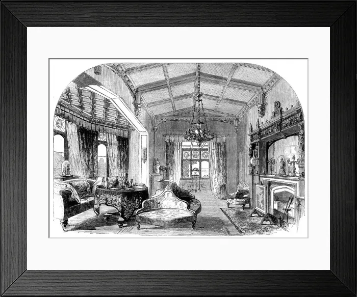 Framed Print : St. Clare, Isle of Wight, the temporary abode of their Royal Highnesses: the Drawing-Room, 1862. Creator: Unknown