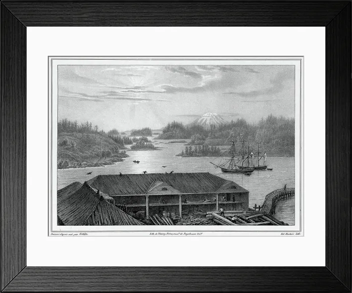 Framed Print : View of Sitka Bay (taken from Governor's House) (northwest coast of America), 19th century. Creators: Friedrich Heinrich Kittlitz, Godefroy Engelmann Framed Print : View of Sitka Bay (taken from Governor's House) (northwest coast of America), 19th century. Creators: Friedrich Heinrich Kittlitz, Godefroy Engelmann