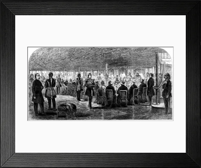 Framed Print : The banquet on board the Viceroy of Egypt's yacht, the Faid Gihaad, 1862. Creator: Unknown Framed Print : The banquet on board the Viceroy of Egypt's yacht, the Faid Gihaad, 1862. Creator: Unknown