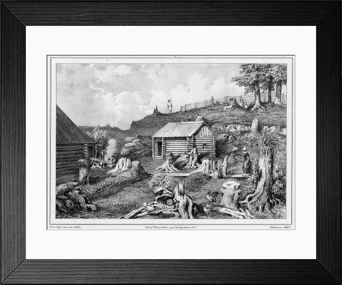 Framed Print : View taken in the Russian colony of Novo-Arkhangelsk (Sitkha island) (northwes... 19th century. Creators: Friedrich Heinrich Kittlitz, Godefroy Engelmann)