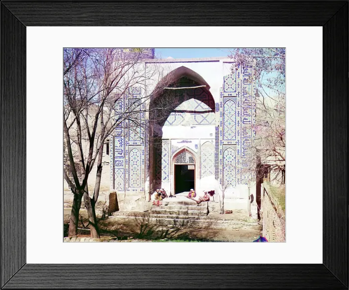 Framed Print : Main entrance into Shakh-i Zindeh mosque, Samarkand, between 1905 and 1915. Creator: Sergey Mikhaylovich Prokudin-Gorsky Framed Print : Main entrance into Shakh-i Zindeh mosque, Samarkand, between 1905 and 1915. Creator: Sergey Mikhaylovich Prokudin-Gorsky