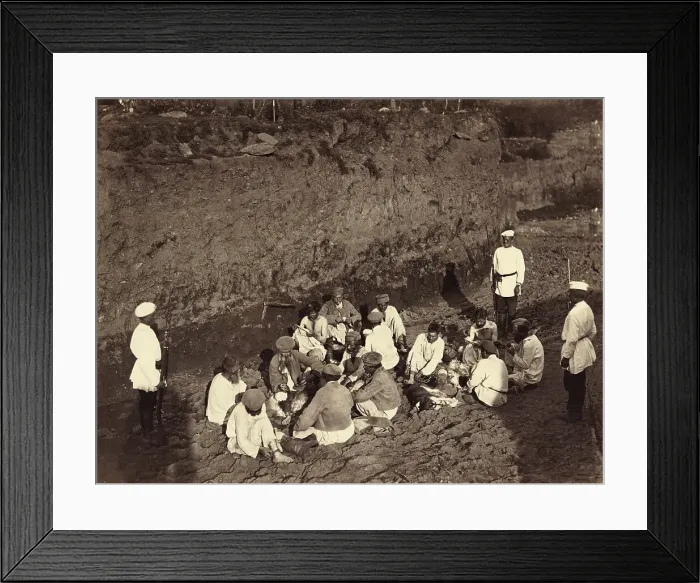 Framed Print : Hard Labor Convicts at Rest in the Pit, 1891. Creator: Aleksei Kuznetsov Framed Print : Hard Labor Convicts at Rest in the Pit, 1891. Creator: Aleksei Kuznetsov