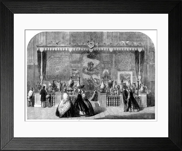 Framed Print : The International Exhibition: tapestries of Gobelins and Beauvais, and china of Sevres, 1862. Creator: Unknown Framed Print : The International Exhibition: tapestries of Gobelins and Beauvais, and china of Sevres, 1862. Creator: Unknown