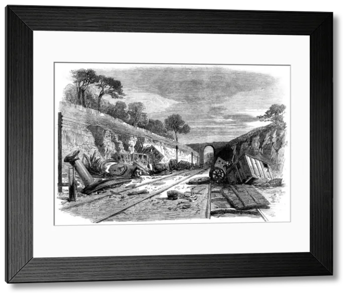 Framed Print : Scene of the recent railway accident at Winchburgh, on the Edinburgh and Glasgow Railway, 1862. Creator: Unknown Framed Print : Scene of the recent railway accident at Winchburgh, on the Edinburgh and Glasgow Railway, 1862. Creator: Unknown