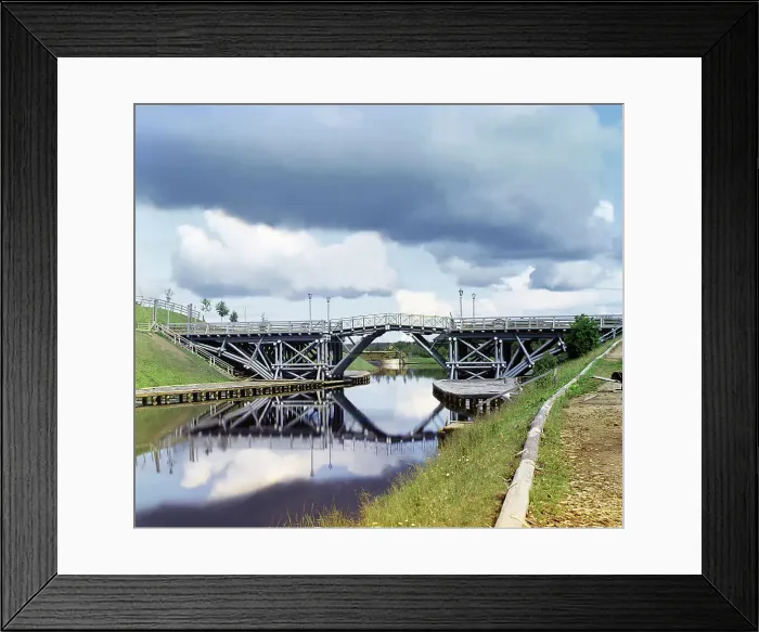 Framed Print : Drawbridge on the Vytegra River [Russian Empire], 1909. Creator: Sergey Mikhaylovich Prokudin-Gorsky