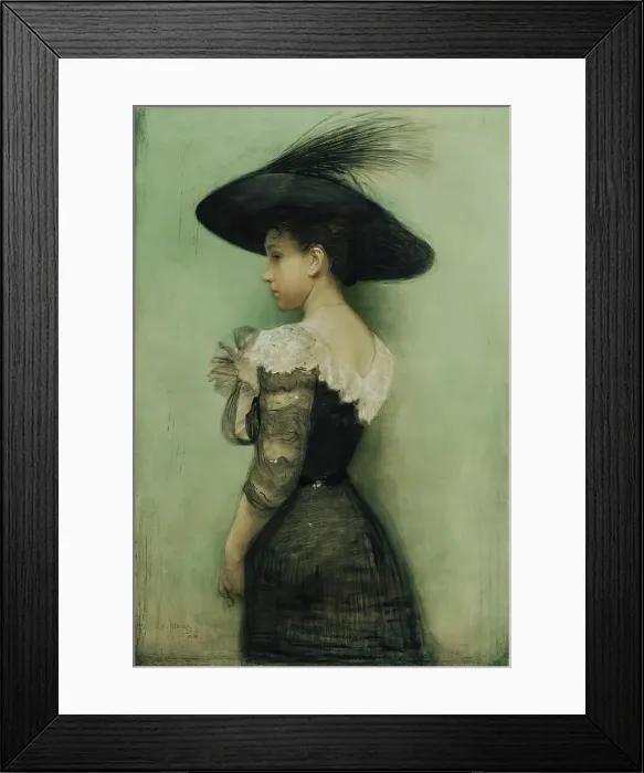 Framed Print : Lady with black dress and hat (Alice Hauser), 1901. Creator: John Quincy Adams Framed Print : Lady with black dress and hat (Alice Hauser), 1901. Creator: John Quincy Adams