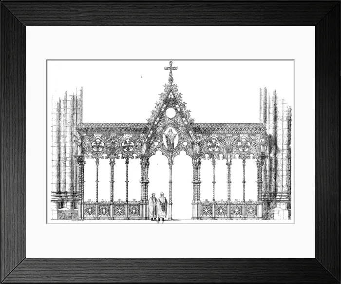 Framed Print : The International Exhibition: Hereford Screen, designed by G. G. Scott, R.A... 1862. Creator: Unknown Framed Print : The International Exhibition: Hereford Screen, designed by G. G. Scott, R.A... 1862. Creator: Unknown