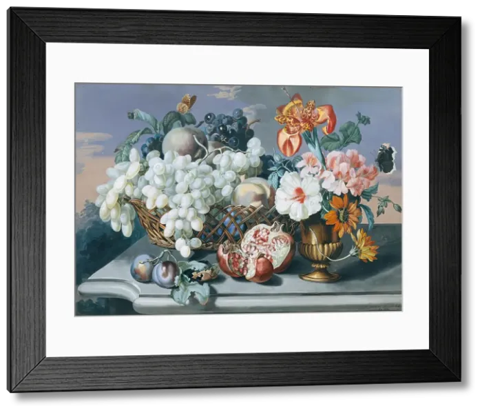 Framed Print : Flowers and fruits, 1843. Creator: Eduard Hirschler