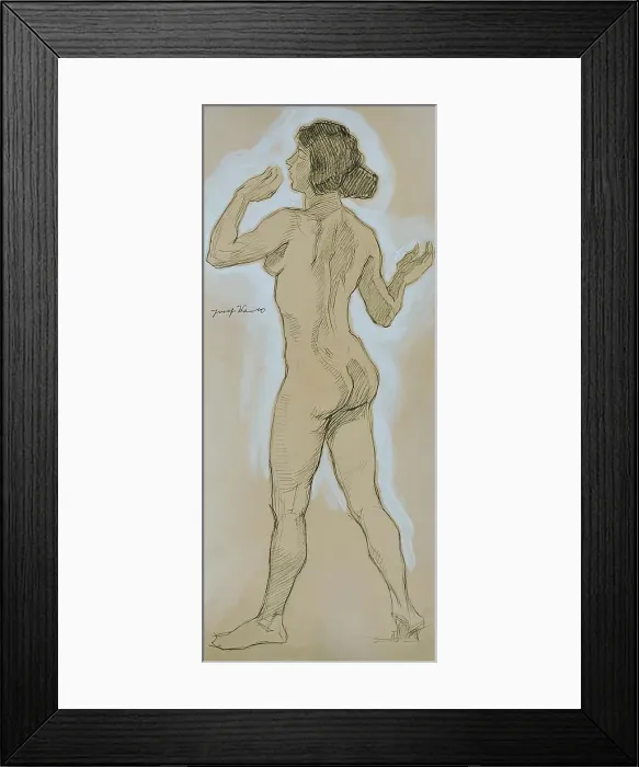 Framed Print : Back nude, head to the left, 1925. Creator: Josef Wawra