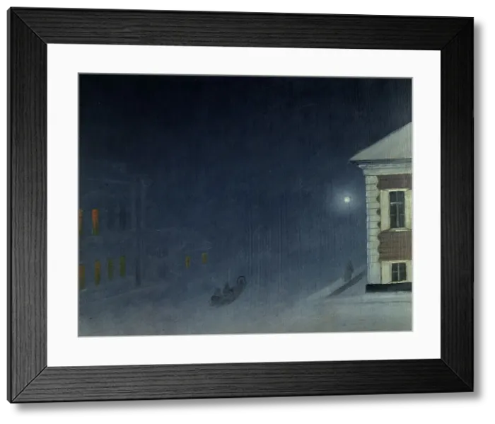 Framed Print : Magistratskaia Street on a Moonlit Evening, 1899. Creator: Pavel Mikhailovich Kosharov Framed Print : Magistratskaia Street on a Moonlit Evening, 1899. Creator: Pavel Mikhailovich Kosharov