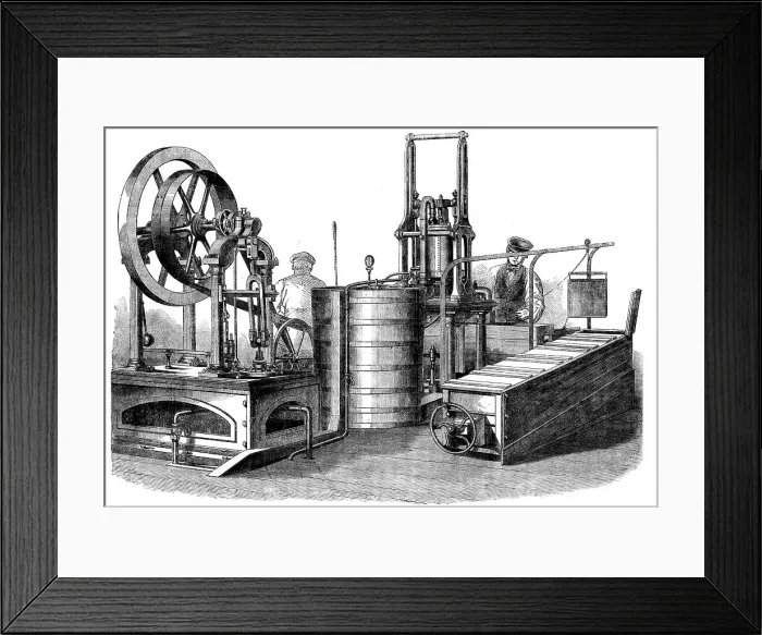 Framed Print : The International Exhibition: Siebes patent ice-making machine... 1862. Creator: Unknown Framed Print : The International Exhibition: Siebes patent ice-making machine... 1862. Creator: Unknown