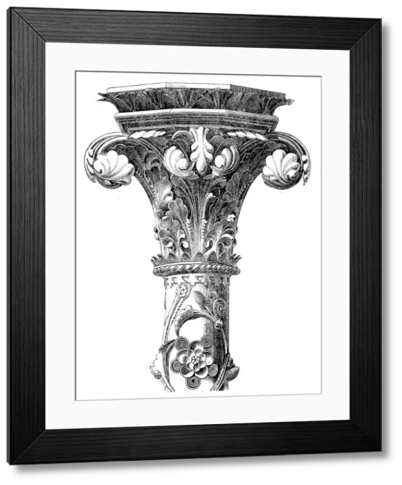 Framed Print : The International Exhibition: capital and portion of shaft of column from the Hereford Screen, 1862. Creator: Unknown Framed Print : The International Exhibition: capital and portion of shaft of column from the Hereford Screen, 1862. Creator: Unknown