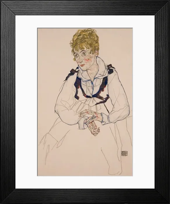 Framed Print : The artist's wife, seated, 1917. Creator: Egon Schiele Framed Print : The artist's wife, seated, 1917. Creator: Egon Schiele